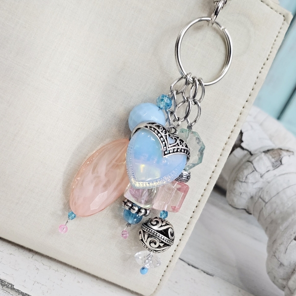 #30 - Handmade Blue & Pink Purse Charm / Keychain - Picture 4 of 6